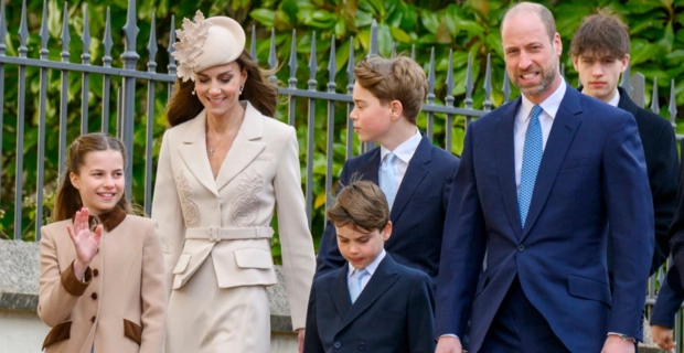 Кейт Миддлтон с супругом и детьми посетила пасхальную службу